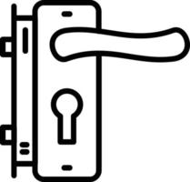 Door Handle and Lock Vector Line Icon