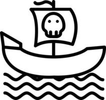 icono de línea de vector de barco pirata