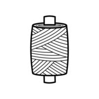 Icon spool of thread for sewing and needlework. Vector doodle illustration of linen thread on a wooden spool.