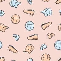 Seamless pattern sports doodle icon set concept. Design elements of a sports invert, a healthy lifestyle. Vector illustration