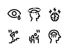 conjunto simple de iconos de línea de vector relacionados con la salud mental