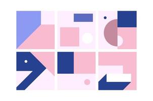 Vector Geometric Backgrounds set in blue pink colors