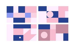 Vector Geometric Backgrounds set in blue pink colors