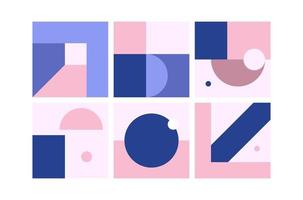 Vector Geometric Backgrounds set in blue pink colors