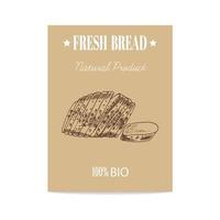 cartel de pan picado de croquis dibujado a mano vectorial. comida ecológica. iconos y elementos para impresión, etiquetas, embalaje. vector