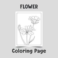 página de coloreado de flores, línea de arte de flores en una página a4, contorno de flores sobre fondo blanco, maravilloso contorno de flores, vector de flores dibujado a mano