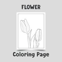 página de coloreado de flores, línea de arte de flores en una página a4, contorno de flores sobre fondo blanco, maravilloso contorno de flores, vector de flores dibujado a mano