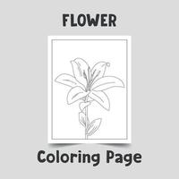 Flower coloring page, flower line art on a4 page, flower outline on white background, wonderful flower outline, hand drawn flower vector