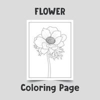 Flower coloring page, flower line art on a4 page, flower outline on white background, wonderful flower outline, hand drawn flower vector