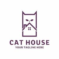 diseño de logotipo de vector de casa de gato