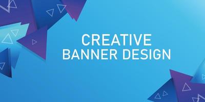 banner único de triángulo púrpura azul de diseño abstracto creativo vector