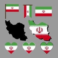 Iran. Map and flag of Iran. Vector illustration.