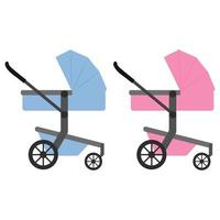 Baby stroller for a boy and a girl. Vector illustration.