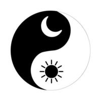 Symbol yin yang sun and moon with a star. Vector illustration.
