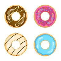 conjunto de donas brillantes. ilustración vectorial vector