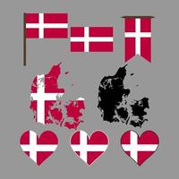 Dinamarca. mapa y bandera de dinamarca. ilustración vectorial vector