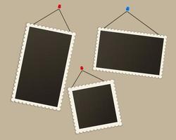 Empty black photo frame with shadows for stock vector