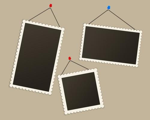 Empty black photo frame with shadows for stock