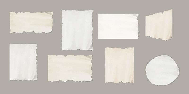 Torn paper, vintage sticker with design space vector set