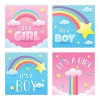 Bornday Greeting Card Set vector