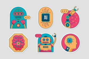 Artificial Intelegence Stickers vector