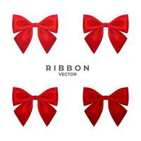 Red ribbon with four tone color on white background. Red bow on white background. vector