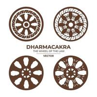 dharmacakra o dhammachak es la rueda de la ley en el budismo. estilo tradicional en tailandia. Debe usarse en templos o salas de Buda. vector