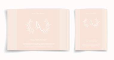 Natural wedding card or invitation card on pink background elegant and luxury style. Feel fresh with leaf and natural theme. vector