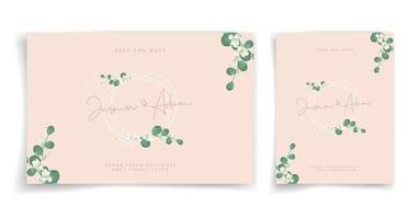 Floral wedding card or invitation card on pink background elegant and luxury style. Feel fresh with natural theme. vector