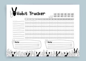 Habit tracker. Monthly planner. Monthly planner habit tracker blank template. Vector illustration. Minimal style. Clean style. Daily to do. Cute style.