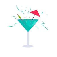 Cocktail martini blue vector