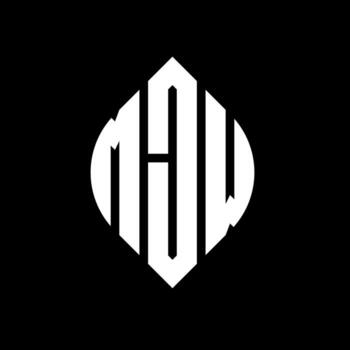 MJW circle letter logo design with circle and ellipse shape. MJW ellipse letters with typographic style. The three initials form a circle logo. MJW Circle Emblem Abstract Monogram Letter Mark Vector. vector