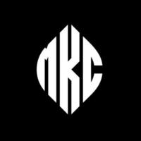MKC circle letter logo design with circle and ellipse shape. MKC ellipse letters with typographic style. The three initials form a circle logo. MKC Circle Emblem Abstract Monogram Letter Mark Vector. vector