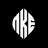 mke diseño de logotipo de letra circular con forma de círculo y elipse. mke letras elipses con estilo tipográfico. las tres iniciales forman un logo circular. vector de marca de letra de monograma abstracto del emblema del círculo mke.