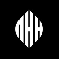 MXH circle letter logo design with circle and ellipse shape. MXH ellipse letters with typographic style. The three initials form a circle logo. MXH Circle Emblem Abstract Monogram Letter Mark Vector. vector