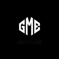 GME letter logo design with polygon shape. GME polygon and cube shape logo design. GME hexagon vector logo template white and black colors. GME monogram, business and real estate logo.