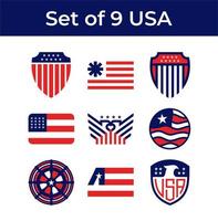 set of united states flag usa american badge symbol icon vector