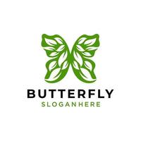 Butterfly with leaves logo design. Vector Element Illustration