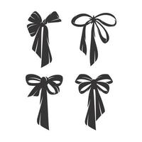 set of ribbon bow silhouette symbol icon vector