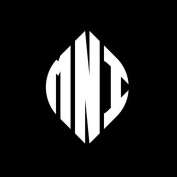 MNI circle letter logo design with circle and ellipse shape. MNI ellipse letters with typographic style. The three initials form a circle logo. MNI Circle Emblem Abstract Monogram Letter Mark Vector. vector