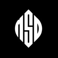 MSD circle letter logo design with circle and ellipse shape. MSD ellipse letters with typographic style. The three initials form a circle logo. MSD Circle Emblem Abstract Monogram Letter Mark Vector. vector