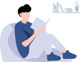 The boy is reading the book. vector