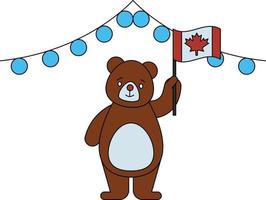 The teddy is celebrating canada national day. vector