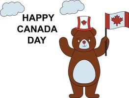 The teddy is celebrating canada national day. vector