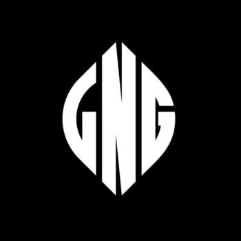 LNG circle letter logo design with circle and ellipse shape. LNG ellipse letters with typographic style. The three initials form a circle logo. LNG Circle Emblem Abstract Monogram Letter Mark Vector. vector