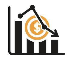 Recession or stock market crash flat icon for apps or websites vector