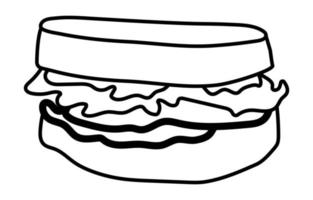 Ham sandwich line art vector icon for apps or websites