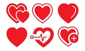 Flat vector icon a red heart shape, medicine or medical health care or romantical symbol for apps and websites