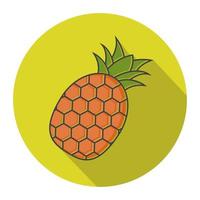 Pineapple fruit flat vector icon for apps and websites on a color background