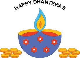 The lamp is lit on Dhanteras. vector